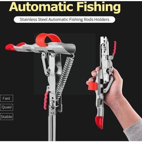 Automatic Fishing Rod Holder Foldable Spring Angle Pole Fish Anti-Rust Fishing Tackle Bracket Fishing Rod Bracket Steel Tac K1B7