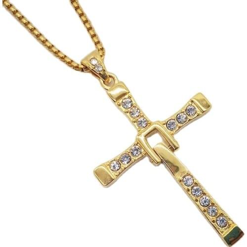 2019 new Big size Fast and Furious 8 Dominic Toretto Cross Necklace Pendant Vin Titanium Steel Necklace men jewelry CARA0153