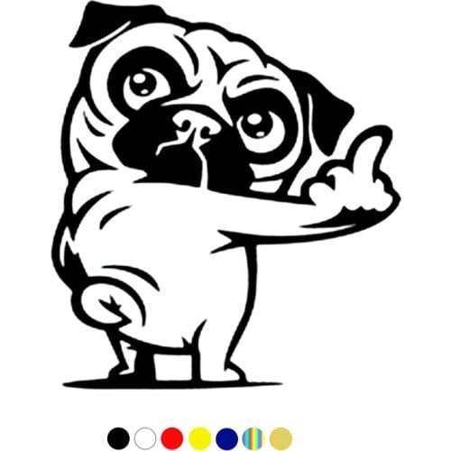CS-1696#15*16.7cm Insubstantial pug reflective funny car sticker vinyl decal silver/black for auto car stickers styling
