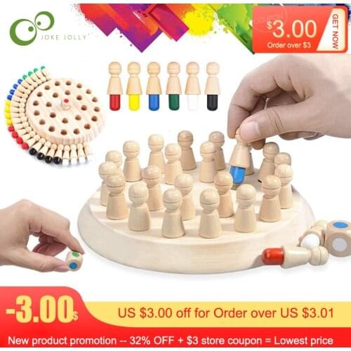 Kids Wooden Toy Puzzles Color Memory Chess Match Game Intellectual Children Party Board Games Baby Educational Learning Toys YJN