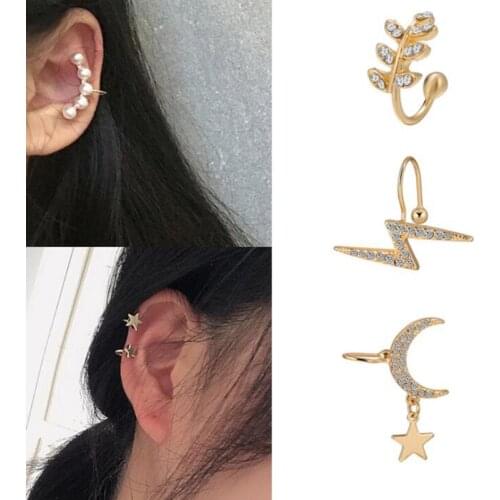 Retro Double Layer Rhinestone U-Shaped Ear Cuff Earrings Without Piercing Clip Earrings Cartilage Climbers Earcuff Jewelry Gift