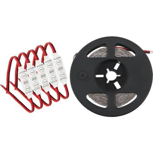 5M 300 LED Strip Light Aquarium Flexible Tape with 5 x 12V Wired Control Module with Strobe Flash for Car