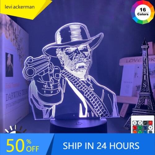 Game Red Dead Redemption 2 Gift Acrylic 3d Lamp for Game Room Decor Nightlight RDR2 Arthur Morgan Figure Kids Led Night Light