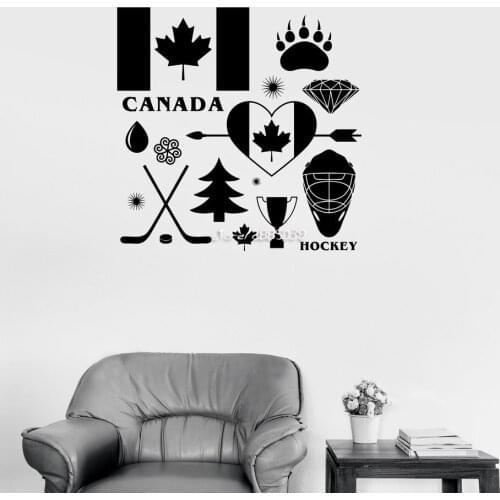 Canadian Symbol Maple Leaf Hockey Wall Stickers Decor Living Room Wall Decals Removable Waterproof Wallpaper Mural SA832