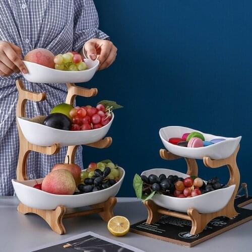 Ceramic Multi-Layer Fruit Plate Household Dried Fruit Tray Ceramic Snack Plate Three-Layer Snack Plate Creative Modern Living