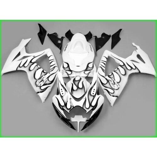 Bodywork ABS plastic fairing kit for suzuki injection mold gsxr600 2006 2007 black flames white fairings set gsxr750 06 07 nv137
