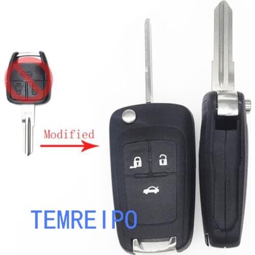 10pcs/lot Remote Key Case Shell fits for CHEVROLET 3 buttons Spark Flip Remote Key Fob car key blank uncut right blade