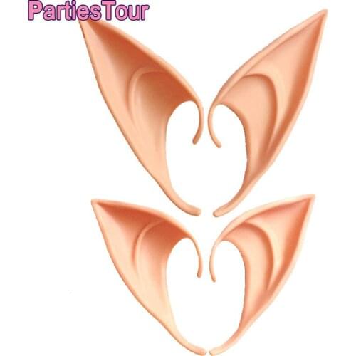 4pcs Halloween Latex Elf Ear 2 Pair Fairy Pixie Elf Ears for Halloween Cosplay Masquerade Accessories Halloween Party Prop Decor