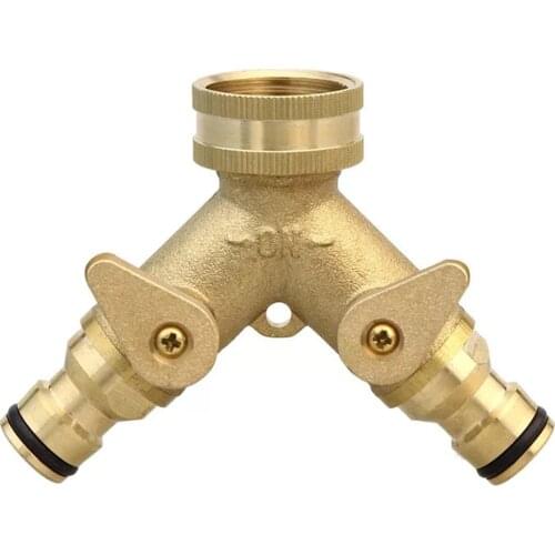 3/4 Inch Brass 2 Way Y Hose Tap Connector Garden Hose Pipe Splitter US/EU Thread Garden Copper Nipple Double Pass Ball Valve