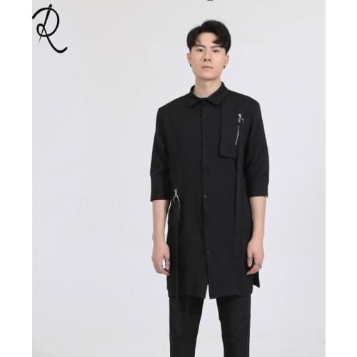 Summer 2020 original British dark department three-dimensional cut ribbon stitching long short-sleeved shirt trend