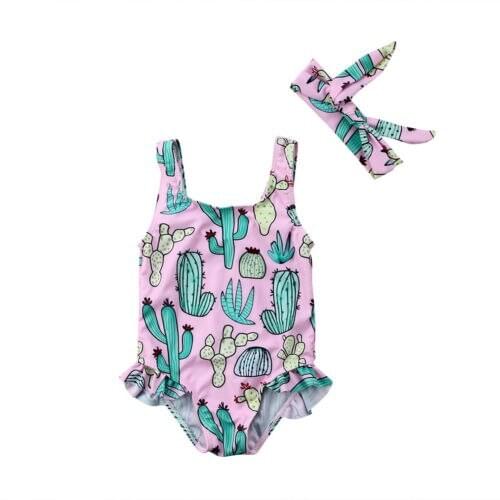 2018 Summer Swim BikinisToddler Baby Girl Cactus Printed Swimsuit Swimwear Swimming Summer Beach Clothes