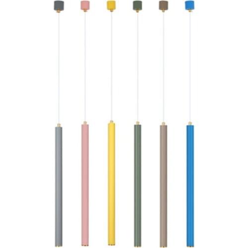 Nordic restaurant chandelier three-head cylindrical long tube bar lamp modern minimalist creative macaron color front chandelier