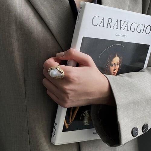 MENGJIQIAO Fashion Punk Metal Finger Ring For Women Girls Elegant Irregular Pearl knuckle Rings Jewelry Party Gift