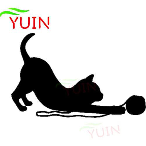 Cute Cat Playing Woolen Animal Car Sticker Fashion PVC Body Decoration Cover Scratch Decals Waterproof Anti-ultraviolet Stickers