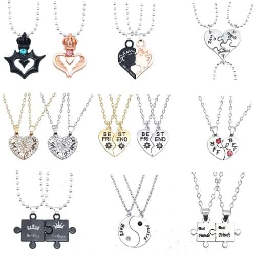 Fashion Latest Friends Series Simple Heart-Shaped Puzzle Necklace Elegant Girl Style Multi-Select Jewelry Gift Selection