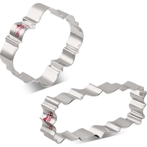 KENIAO Plaque Cookie Cutter Set for Wedding - 2 PC - Frame Biscuit / Fondant / Sandwich / Bread Cutters - Stainless Steel
