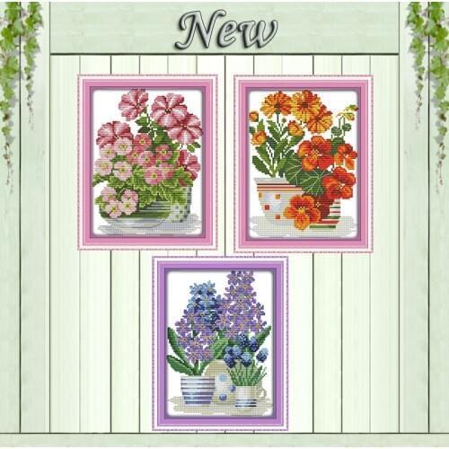 Potted flower series Moth orchid diy painting counted print on canvas DMC 11CT 14CT Cross Stitch kits embroidery needlework Sets