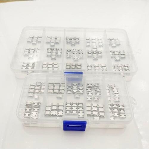 250 Pcs/box 25 Models Micro USB Connector Socket Jack USB Connectors Set For MP3 Lenovo Huawei Samsung SMD DIP Socket Set Kit