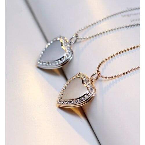 New arrival rhinestone crystal heart-shaped pendant necklace DIY phase box