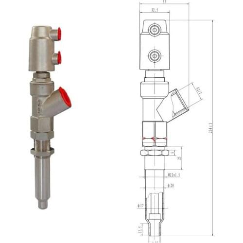 All Stainless Steel New Pneumatic Filling Valve for DN15-27 (20mm to 13mm) Mask Machine