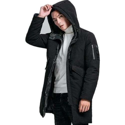 Pop Winter Long Coat Men Thicken Warm Hooded Leisure Camouflage Cotton-Padded Jacket Mens Fashion Outwear Streetwear 4XL Clothes