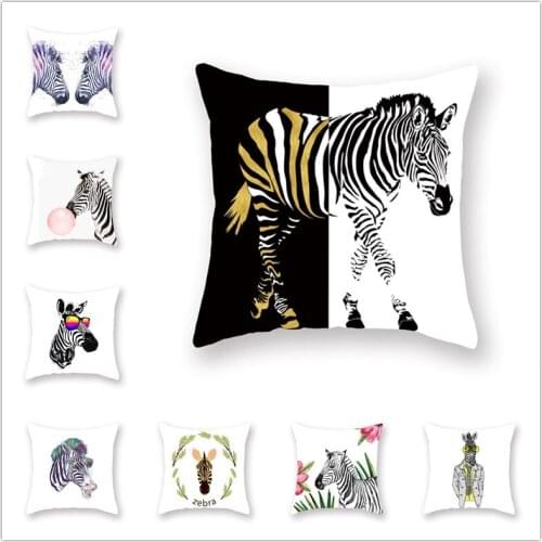 Zebra Pillow Case Decor Animal Cushion Cover for Sofa Polyester Pillowcase Pillow Covers 45x45cm