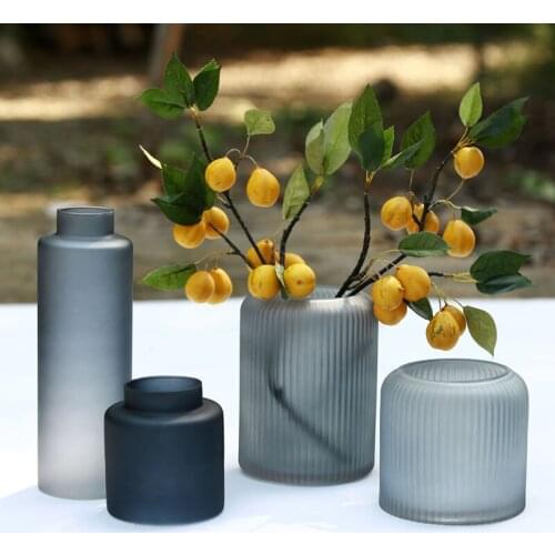 Transparent Glass Vases Modern Simple Fashion Matte Flower Vase Living Room Desktop Wazony Ozdobne Home Decoration DI50HP