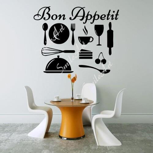 Drop Shipping Bon appetit Wall Sticker Removable Wall Stickers For Kids Room Living Room Home Decor Decal Creative Stickers