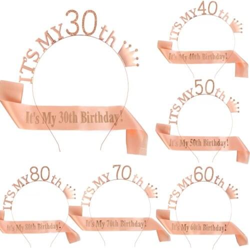 Rose Gold Its My 60th Birthday Crown Tiara Sash Set Gifts for Women Happy 60 Birthday Queen Party Decoration Ideas Supplies