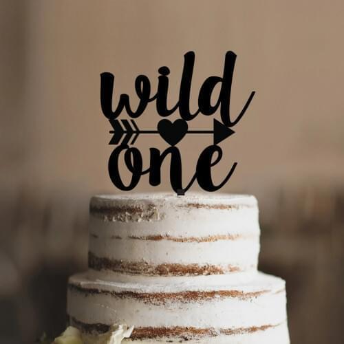 First Happy Birthday Cake Topper, Wild One With Hear and Arrow Silhouette Cake Topper, Tribal Birthday Party cake topper
