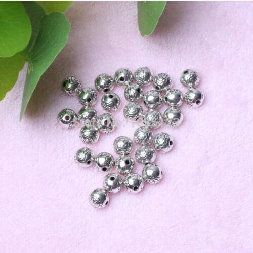 High Quality 30Pcs 8mm Round Shape Retro silvering White Tibetan Jewelry Spacers Beads DIY Creative Jewellery Making w2386