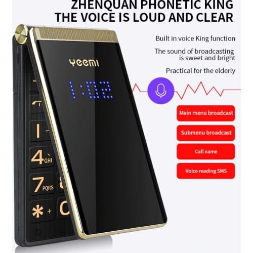 YEEMI M2+ WCDMA 3G MTK Super Mini Flip Mobile Phone With 2.84 inch Double Screen Vibration MP3 Bluetooth Dialer Cell Phone