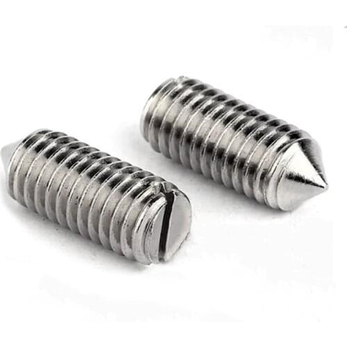 100pcs/lot M1.2 M1.4 M1.6 DIN553 Stainless steel slotted set screw with cone point
