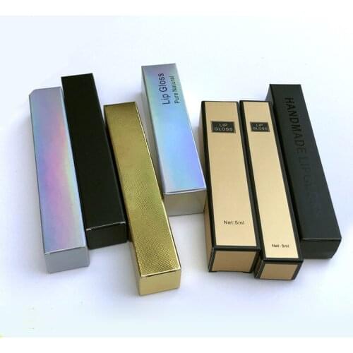 100Pcs Gold/Laser Lip Gloss Box Black Paper Gift Boxes Craft Lipstick Box Kraft Cosmetics Packaging Boxes Carton