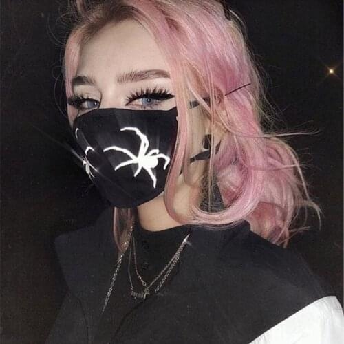 2021 New Personalized Fashion Jewelry Mask Accessories Punk Reflective Spider Print Mask Sunscreen Mask