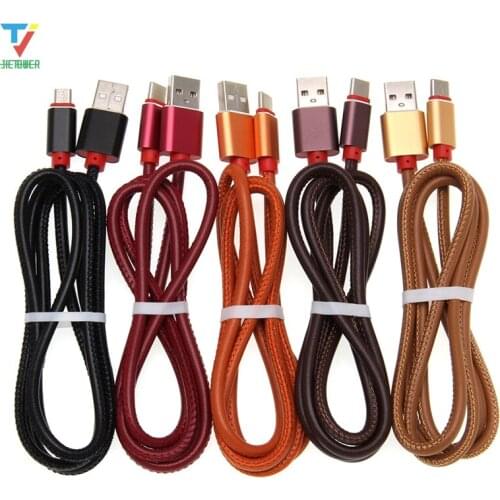 300pcs/lot 0.25/1M Leather data cable Type-c micro usb 5pin 8pin data Cable for Xiaomi Samsung iphone Wholesale wholesale cheap