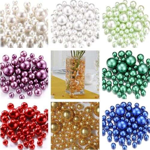 40 Pieces Pearl for Vase Filler Pearls Bead for Vase Makeup Beads for Brushes Holder Assorted Round Faux Pearl Beads for Decor