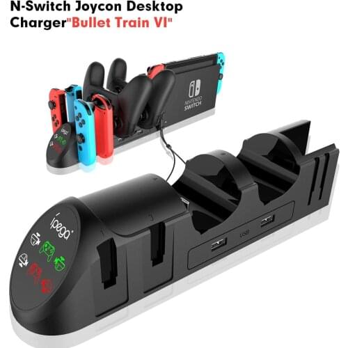 6 in 1Charging Dock Stand for Nintendo Switch Pro Controllers Controllers and Joy Cons with 2 USB 2.0 Plugs and 2 USB 2.0 Ports