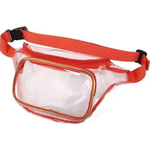8PCS / LOT Waterproof PVC Clear Waist Pack Purse Transparent Waist Bag Adjustable Belt Bag