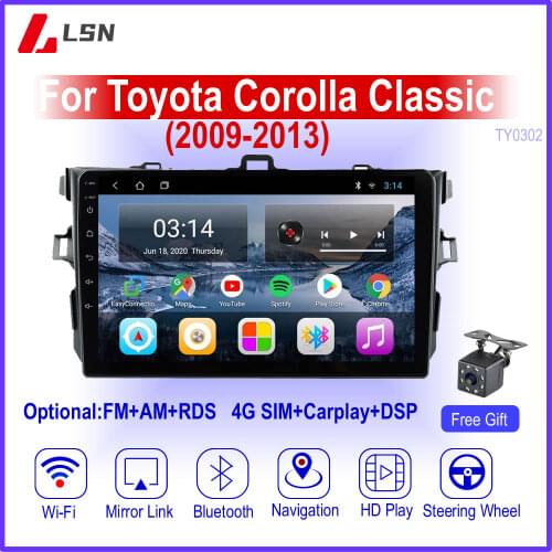 9" Android 10 For Toyota Corolla Classic 2009,2010,2011,2012,2013 Multimedia Video GPS Navigation Car Radio Player Auto Navi