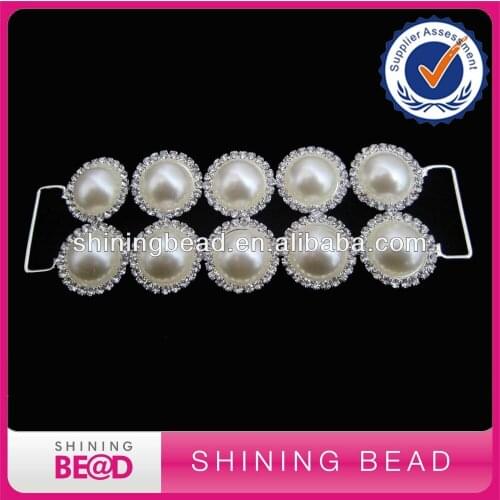 4.5*13cm Sparkly Embellished Rhinestone&Pearl Bikini Connector Accessories Swimwear Buckle DIY Tool Silver