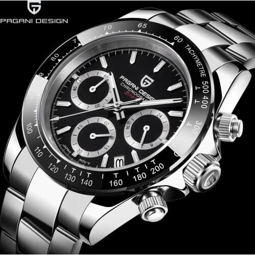 PAGANI DESIGN Fashion Mens Quartz Watch VK63 Movement Luxury Sports Watch Mens 100M Waterproof Chronograph Relogio Masculino