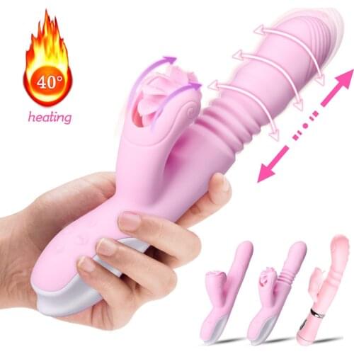 G Spot Dildo Anal Vibrator Silicone Sex Toys For Women Heating Scalable Tongue Licking Wand Clitoris Massager Adult Shop