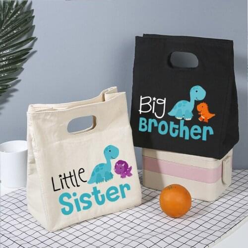Dinosaur Little Sister Functional Cooler Lunch Box Bag Portable Insulated Bento Tote Thermal Picnic School Food Storage Kid Gift