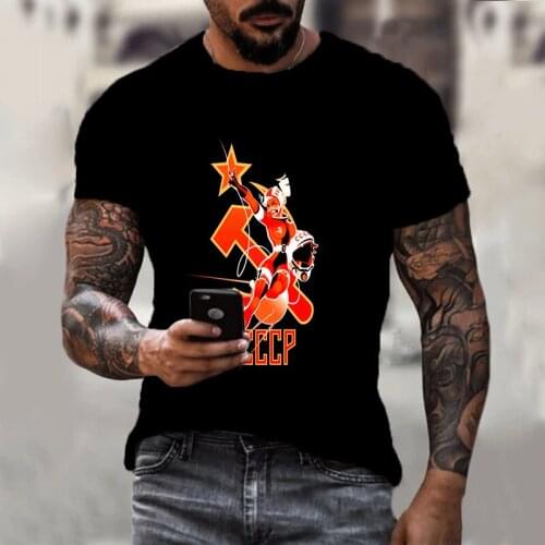 New Mens T-shirt Summer Cccp Russia Short-sleeved 3d Printing Soviet Moscow O-neck Shirt Fashion Casual Sports Running Apparel