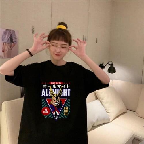 Manga Boku No Hero Academia 100%Cotton Anime Tshirt Girl Cute Tees My Hero Academia Graphic Tops Summer Casual Clothes for Women