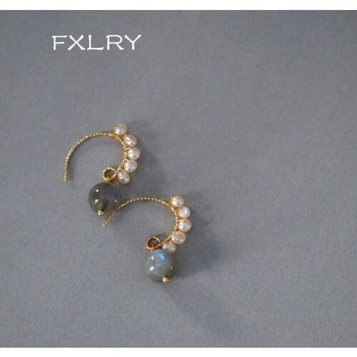 FXLRY Original Handmade Natural Pearl Vintage Exquisite Short Earrings For Women Fashion Jewelry