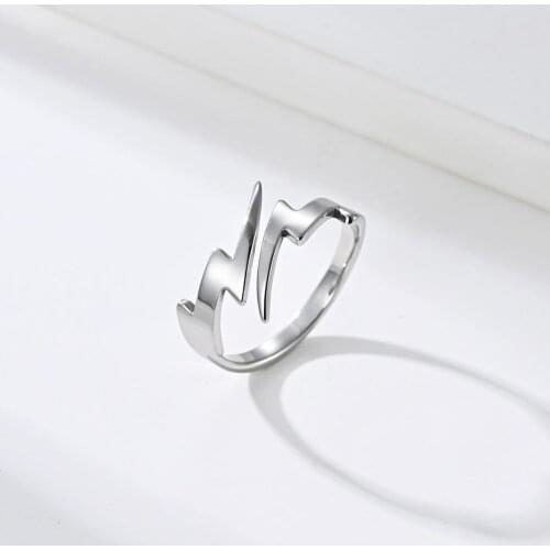 Inschic Drop Shipping Store Geometric Lightning Simple Steampunk Unix Rings Boho Titanium Stainless Steel Women Man Fashion Ring