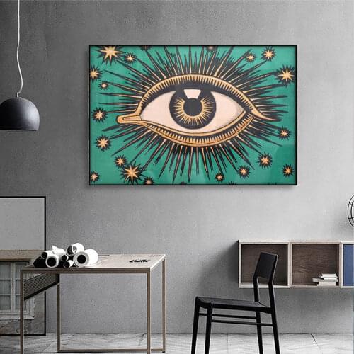 All Seeing Eye Art Canvas Print Poster Stars Wall Art Eye Providence Celestial Decor Mystical Esoteric Gnostic Canvas Painting