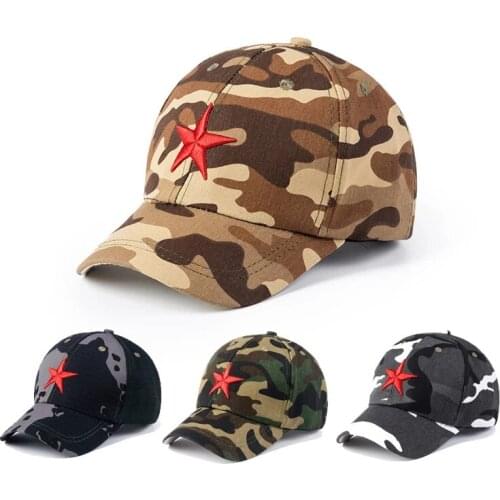 Spring Summer Parent-child Sun Protection Cap Boy Five-pointed Star Embroidery Cotton Hat Girl Outdoor Camouflage baseball Hat